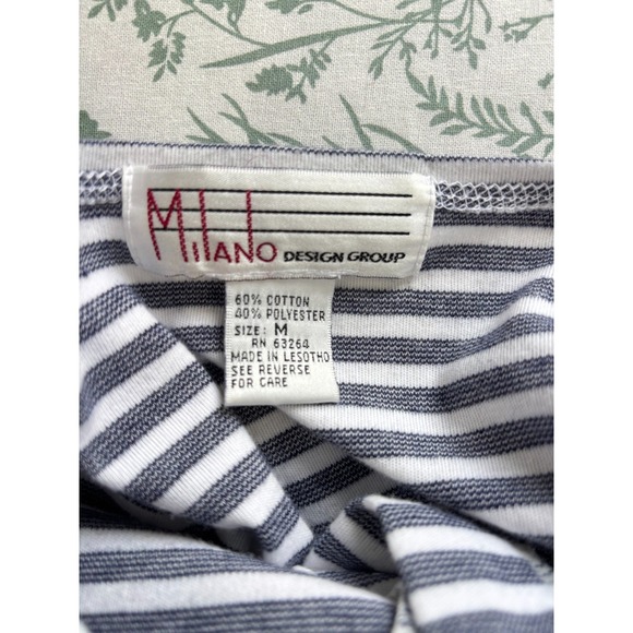 Milano Design Group Medium Striped Button Front Top Cotton Blend Blue - Picture 7 of 9